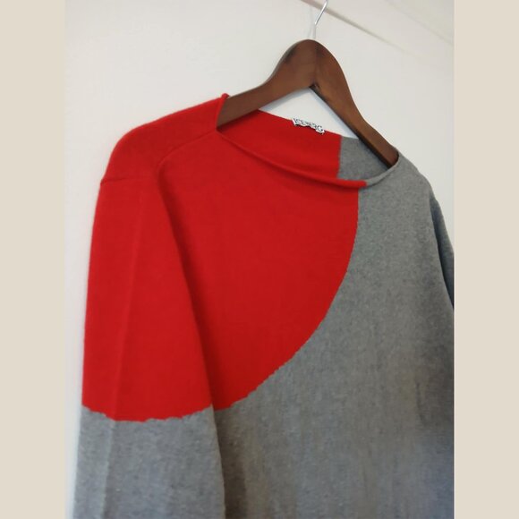 ICEBERG - Red and grey merino sweater - Sz L - Picture 2 of 7